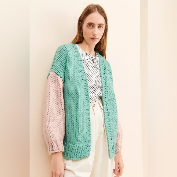 ANTHROPOLOGIE Little Lies Mae Colorblock Cardigan - Picture 1 of 5